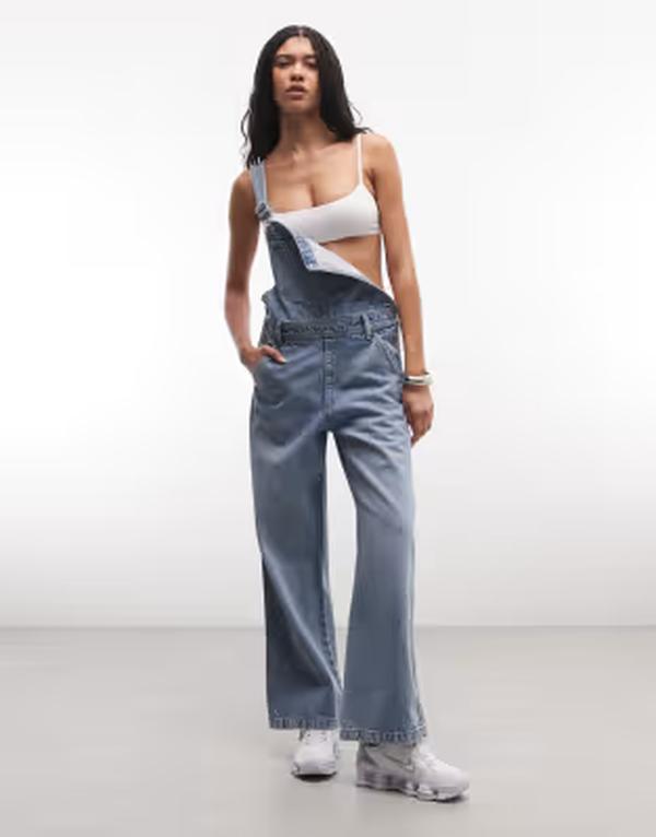 モンキ レディース トップス 飛び降りる背広 厚地の外套櫂 ジーンズ Monki Hilli denim overalls インチ light blue wash Light denim wash ジーンズ