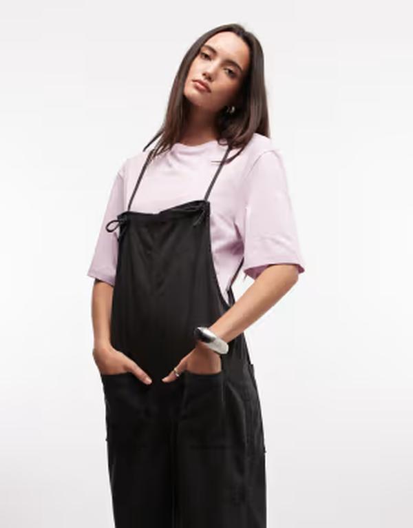 モンキ レディース トップス ジャンプスーツ オーバーオール Monki Olga twill overalls wash Black Wash ブラック