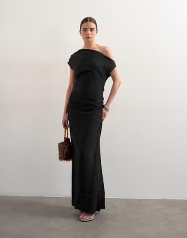 とっ始め販売店 レディース トップス 衣装 マキシ Topshop grown on shoulders maxi dress Black 黒いこと