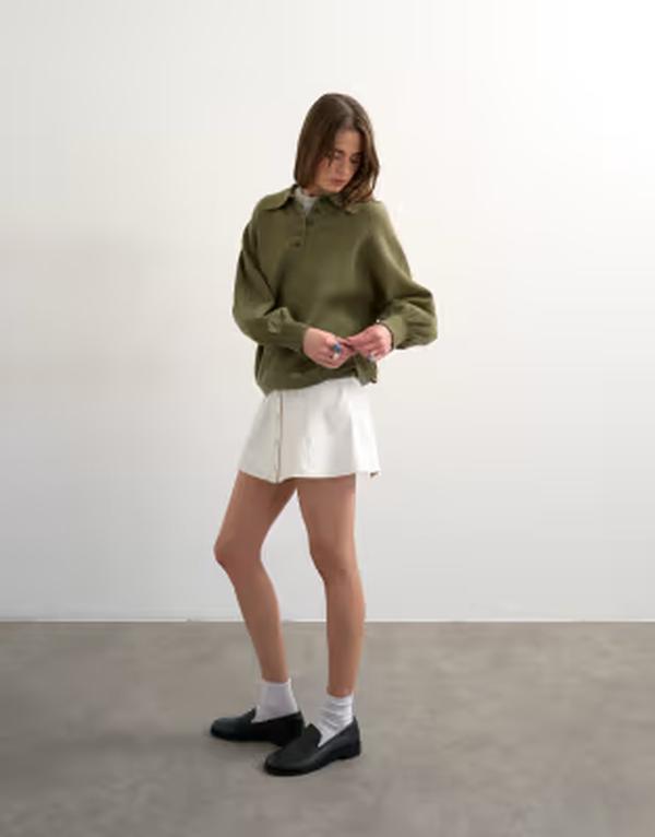 トップショップ レディース ボトムスカート ミニ デニム Topshop denim button up mini skirt in ecru エクリュ 15,185円