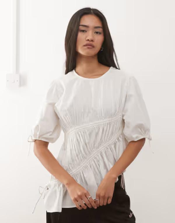 コルージョン レディース トップス シャツ ブラウス COLLUSION channel detail blouse WHITE ホワイト