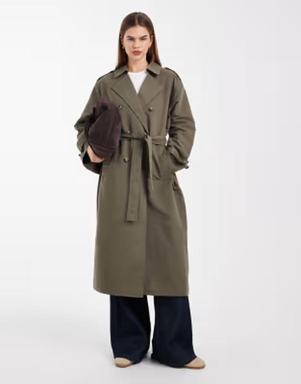 ヴェロモーダ レディース アウター コート Vero Moda longline belted trench coat in kalamata グリーン 23,288円