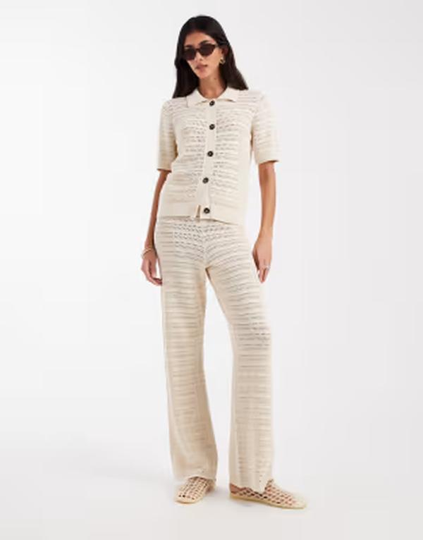 ヴェロモーダ レディース ボトムス カジュアルパンツ ワイドレッグ ニット Vero Moda knit wide leg pants in birch - part of a set Birch