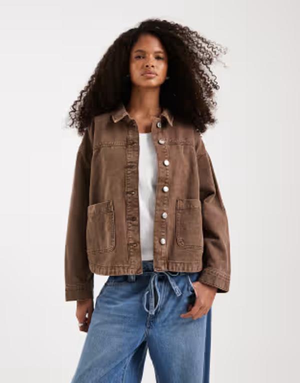 ヴェロモーダ レディース アウター ジャケット・ブルゾン デニム Vero Moda denim shacket with front pockets in washed Carafe WASHED デニム 17,626円