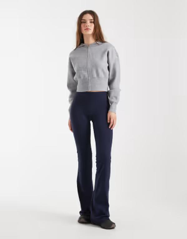 コットンオン レディース アウター パーカー・スウェット クロップド ニット Cotton cropped knit zip up hoodie in light GRAY グレー
