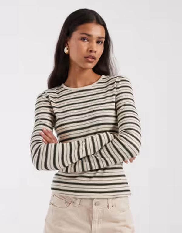 アンドアザーストーリーズ レディース トップス Tシャツ リブニット & Other Storiesuper soft rib knit long sleeve slim top stripes White Stripe ホワイト