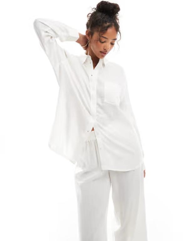 オンリー レディース トップス シャツ リネン Only linen oversized shirt - part of a set WHITE ホワイト