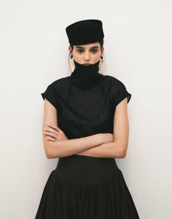 トップショップ レディース トップス タンクトップ ハイネック シアー Topshop high neck grown on shoulder sheer organza top - part of a set Black ブラック