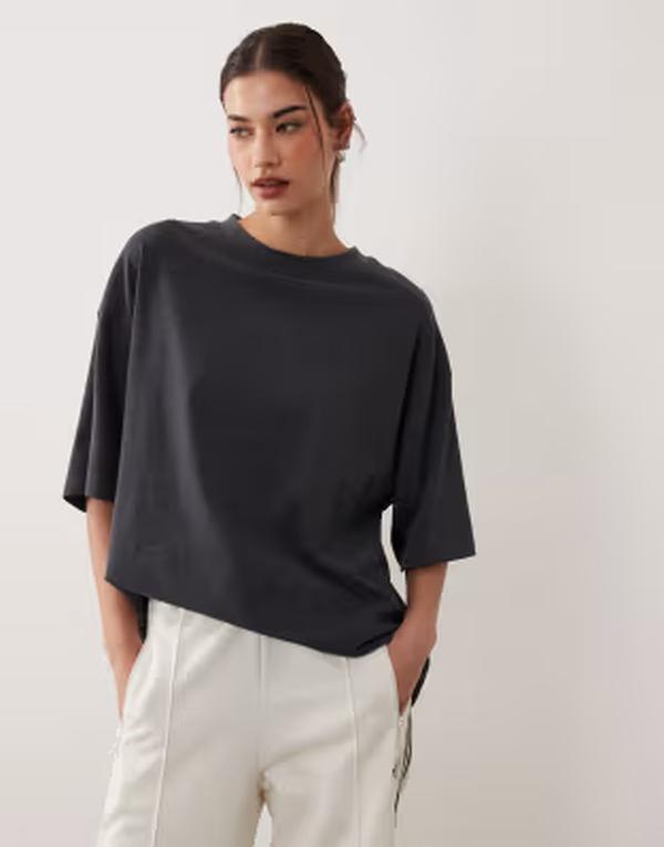 エイソス レディース トップス Tシャツ ASOS DESIGN longline heavyweight oversized T-shirt in charcoal チャコール