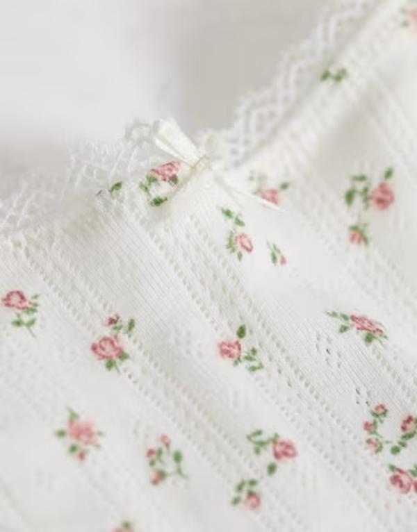 リンデックス レディース アンダーウェア ブリーフパンツ フラワー柄 フラワー Lindex floral pointelle 3 pack thongs Off-white オフホワイト