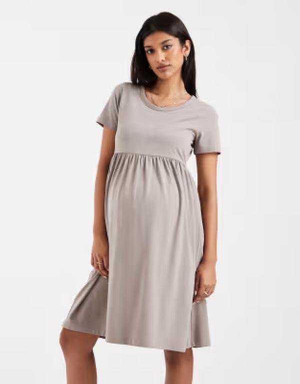 ママライシアス レディース トップス 衣装 ミニ プルオーバー マタニティ Mama.licious Mamalicious Maternity mini smock t-shirt dress Moon rock ベージュ