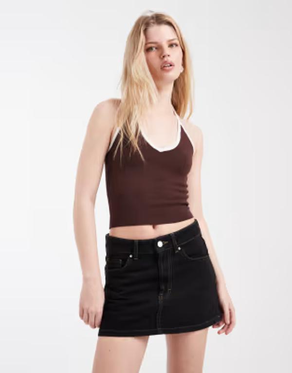 コットンオン レディース ボトムスカート ミニ デニム Cotton original denimini skirt Black ブラック｜ReVida 店