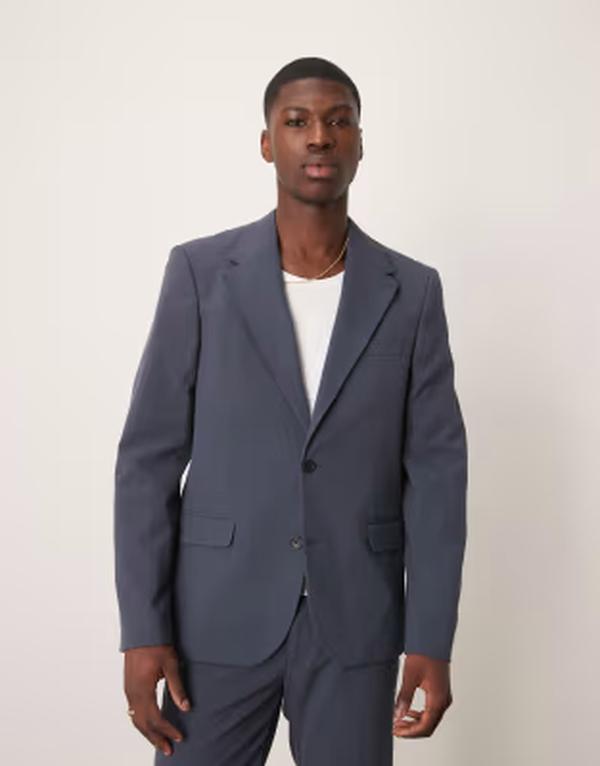 エイソス メンズ アウター 上衣・上衣 ASOS DESIGN four way stretch skinny fit suit jacket NAVY 米国海軍
