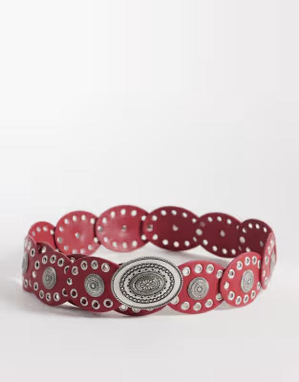 サウスビーチ レディース アクセサリー ベルト South Beach boho disc belt in bright RED レッド