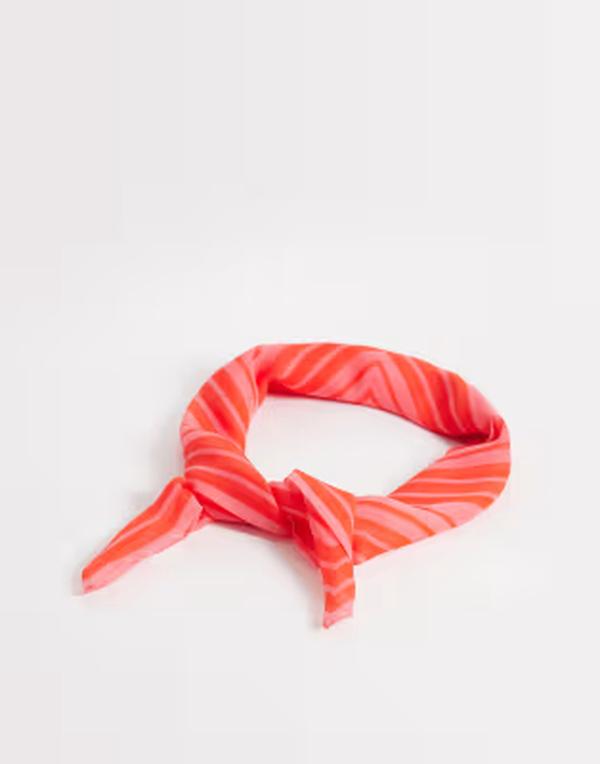 マイアクセサリーズ レディース マフラー・ストール・スカーフ シフォン My Accessories chiffon striped bandana & RED レッド