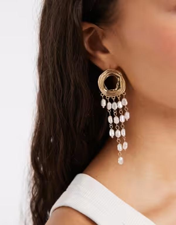 アクセサライズ レディース アクセサリー ピアス・イヤリング Accessorize whirlpool faux pearl tassel drop earrings tone GOLD ゴールド