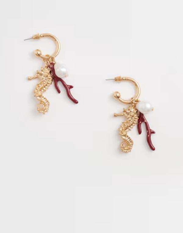 アクセサライズ レディース アクセサリー ピアス・イヤリング Accessorize sophie seahorse charm hoop drop earrings tone GOLD ゴールド