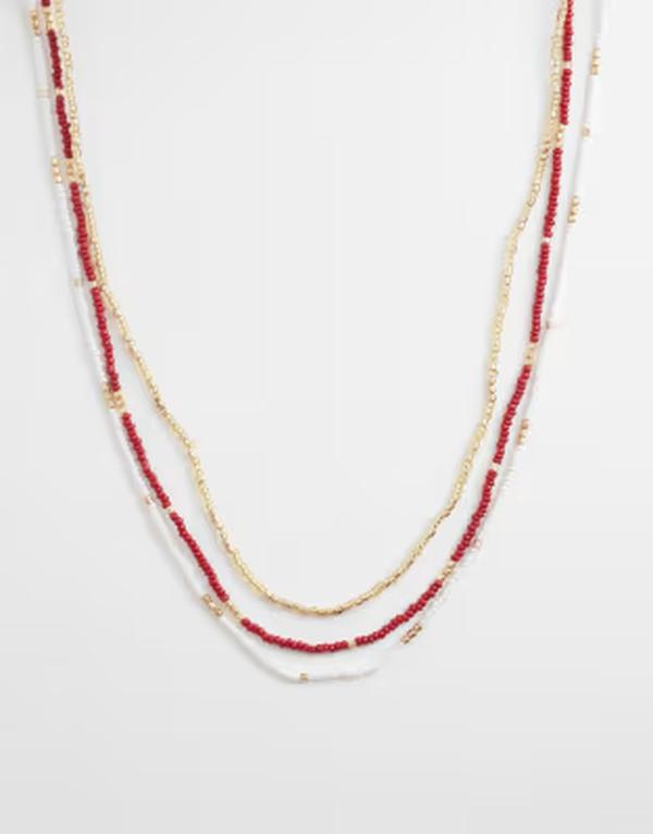 アクセサライズ レディース アクセサリー ネックレス・チョーカー・ペンダントトップ レース Accessorize skinny beaded necklace RED レッド