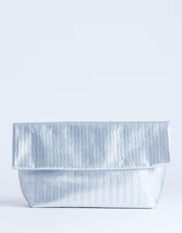 トップショップ レディース バッグ Topshop Lara woven oversized clutch purse SILVER シルバー|ReVida 店