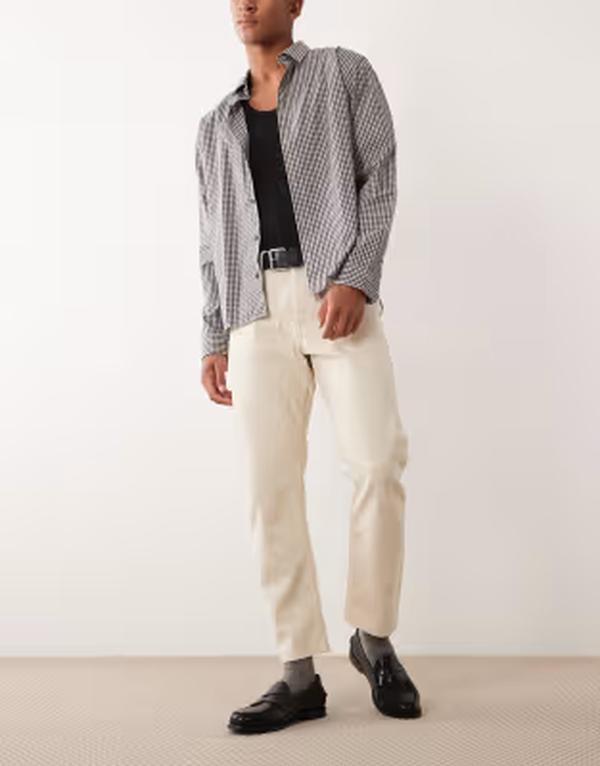 ジャック アンド ジョーンズ メンズ ボトムス デニムパンツ ストレート ジーンズ Jack & Jones Christraight leg jeans in cream Ecru エクリュ
