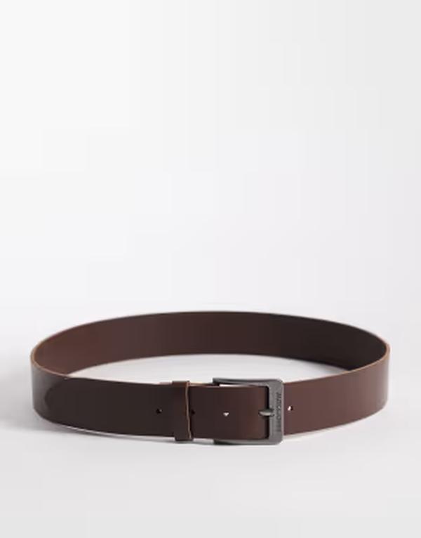 ジャック アンド ジョーンズ メンズ アクセサリー ベルト レザー Jack & Jones leather belt Brown stone ブラウン|ReVida 店