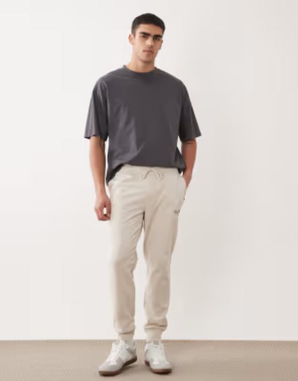 ジャック アンド ジョーンズ メンズ ボトムス カジュアルパンツ スウェットパンツ ロゴ Jack & Jonestraight fit cuffed sweatpants with logo Moonbeam ベージュ