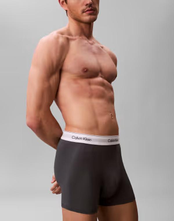 カルバンクライン メンズ アンダーウェア トランクス コットン Calvin Klein Icon Cotton Stretch 3 pack relaxed boxer briefs/blue/white/BLUE TULIP/GRAY ホワイト|ReVida 店