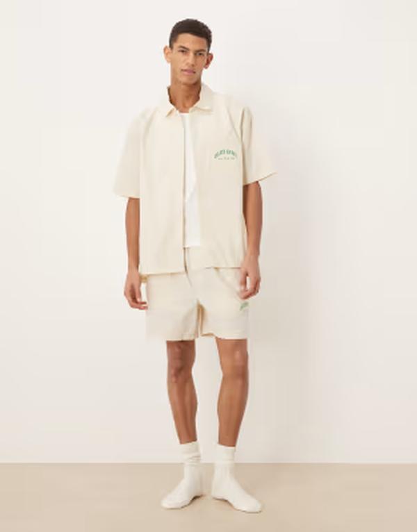 カルバンクライン メンズ ボトムス カジュアルパンツ ショートパンツ Calvin Klein Heritage Crest poplin pajama shortstripes - part of a set SLIM STRIPED CHALK チョーク