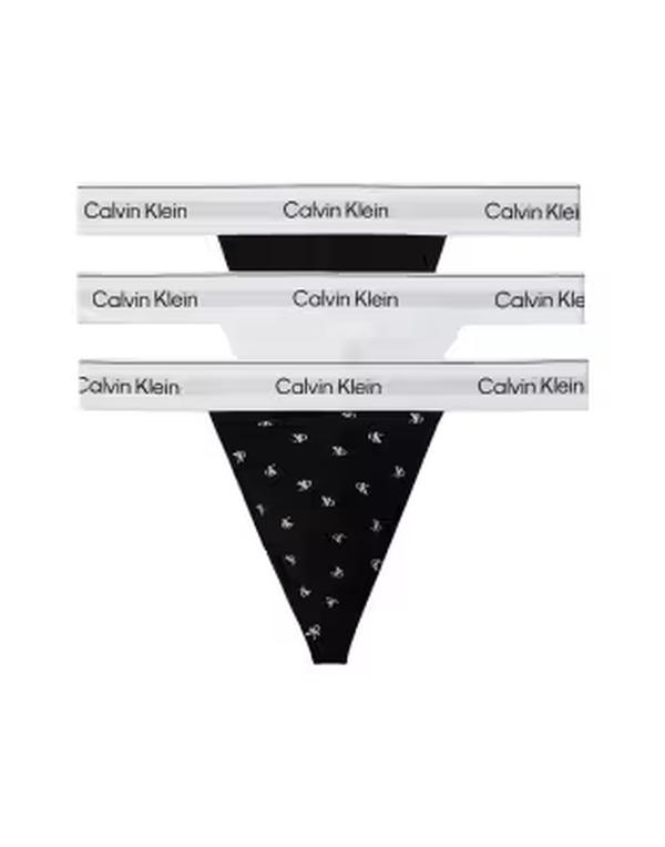 カルバンクライン メンズ アンダーウェア ブリーフパンツ コットン Calvin Klein Icon Cotton Stretch 3 pack thongs/pattern/white Black/Diamond Logo B ブラック