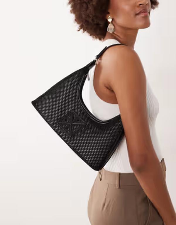 カルバンクライン レディース 御徒面子 メッシュ ロゴタイプ デニム Calvin Klein Jeans mesh emblem logo shoulder bag Black 黒いこと