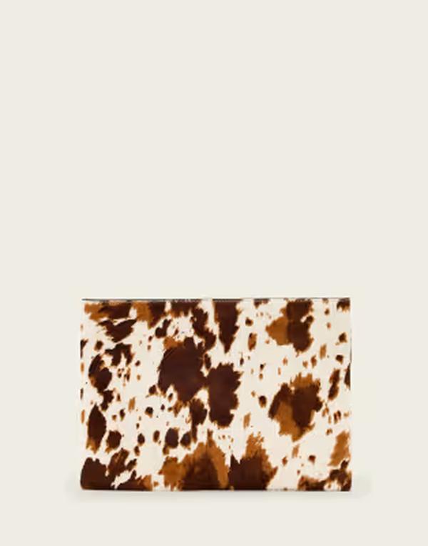 オールセインツ レディース 御徒面子 AllSaints bettina cowhide clutch purse インチ cream Cow print 皮膚軟化剤