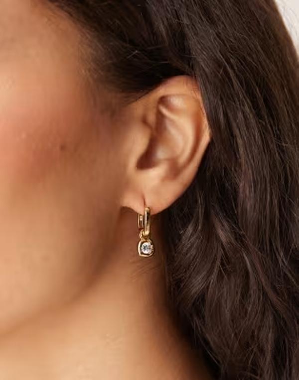 アクセサライズ レディース アクセサリー ピアス・イヤリング Accessorize Z sparkle molten charm hoops in 14k gold plated GOLD ゴールド|ReVida 店