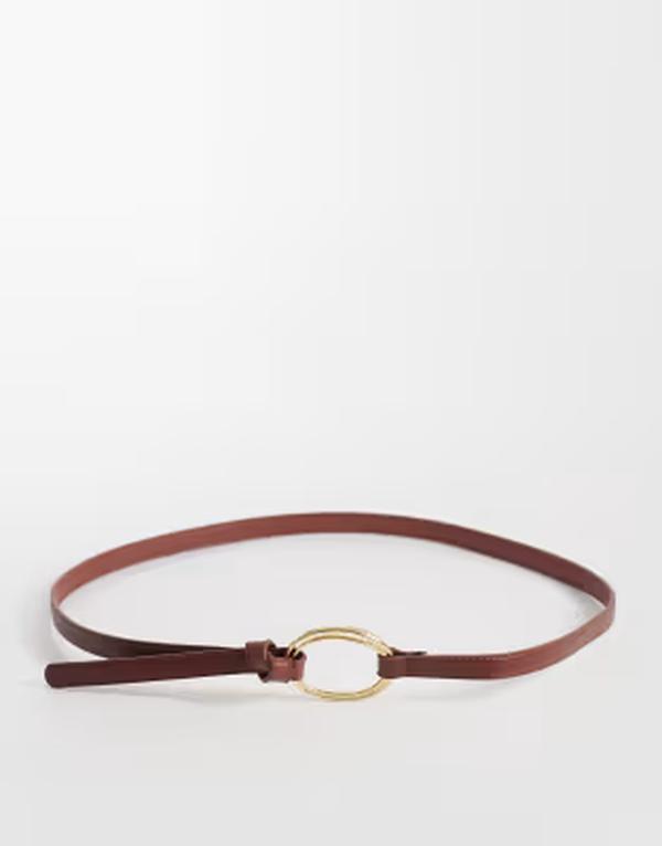 マンゴ レディース アクセサリー ベルト Mango super slim belt BROWN ブラウン