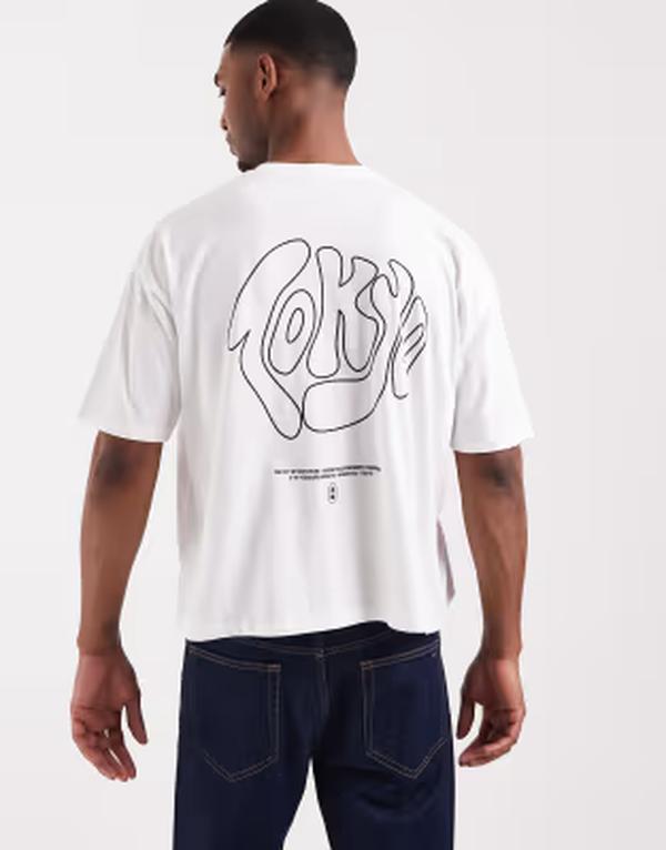 エイソス メンズ トップス Tシャツ プリント ASOS DESIGN boxy oversized t-shirt with Tokyo text print WHITE ホワイト｜ReVida 店