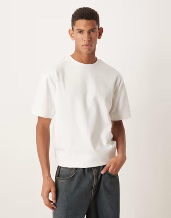エイソス メンズ トップス Tシャツ ASOS DESIGN premium interlock relaxed t-shirt WHITE ホワイト