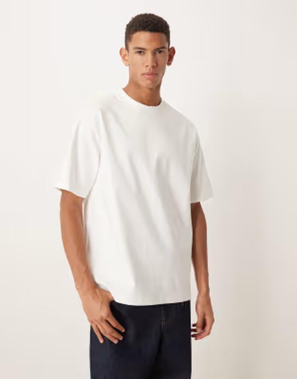 エイソス メンズ トップス Tシャツ ASOS DESIGN premium interlock relaxed t-shirt WHITE ホワイト