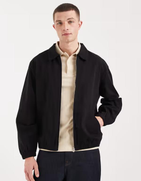 エイソス メンズ アウター ジャケット・ブルゾン コットン ASOS DESIGN cotton harrington jacket Black ブラック