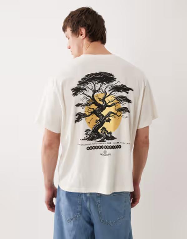 ジャック アンド ジョーンズ メンズ トップス Tシャツ プリント Jack & Jones T-shirt bonsai back print-shirt Egret ホワイト