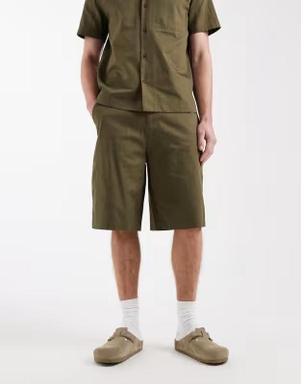 エイソス メンズ ボトムス ハーフパンツ・ショーツ ASOS DESIGN longer length jorts - part of a set Khaki カーキ