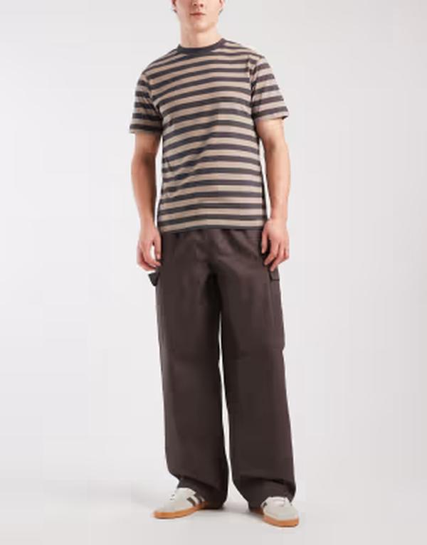 エイソス メンズ ボトムス 心地よいズボン下 カーゴパンツ ASOS DESIGN baggy cargo pants BROWN 赤銅色