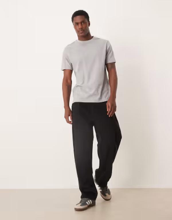 エイソス メンズ トップス Tシャツ クルーネック ASOS DESIGN Essentials crew neck t-shirt 2 pack in charcoal and ASPHALT/GRAY HEATHER グレー