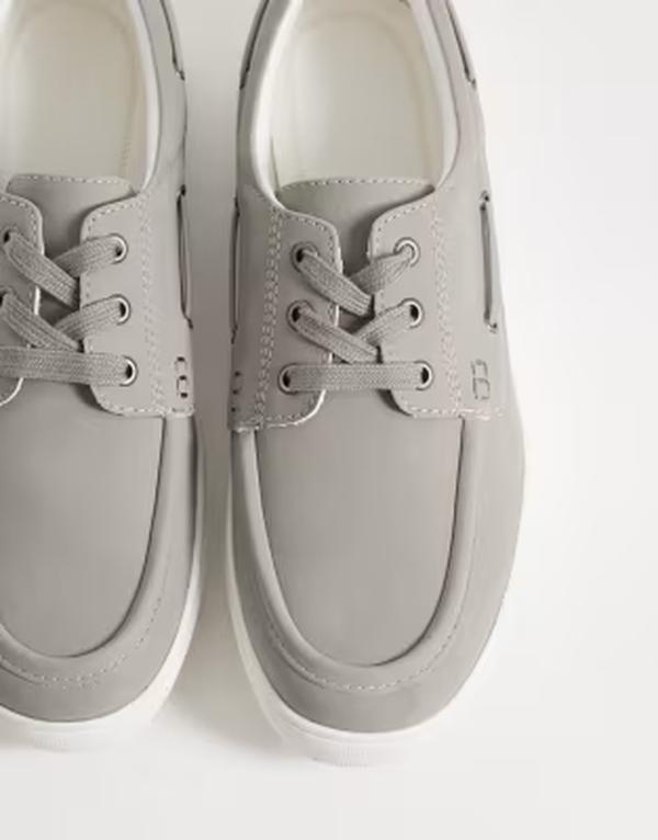 エイソス メンズ シューズ レース ASOS DESIGN lace up boat shoes in light Gray グレー