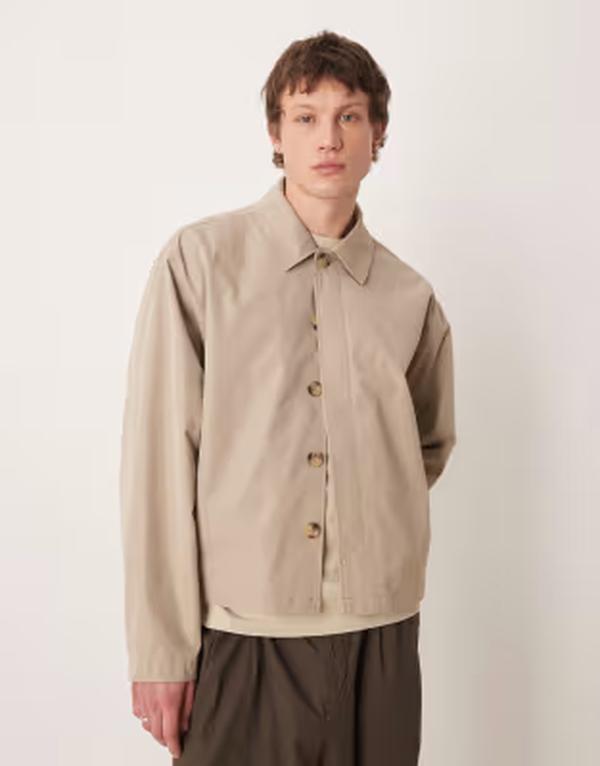 エイソス メンズ アウター ジャケット・ブルゾン ASOS DESIGN oversized jacket in stone ストーン