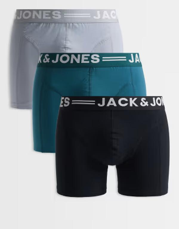ジャック アンド ジョーンズ メンズ アンダーウェア トランクス Jack & Jones 3-pack trunks with tonal waistband WEATHERVANE ブラック