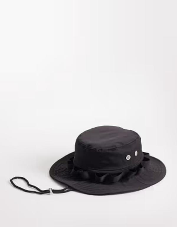 エイソス メンズ アクセサリー 帽子 ナイロン ASOS DESIGNylon boonie bucket hat Black ブラック