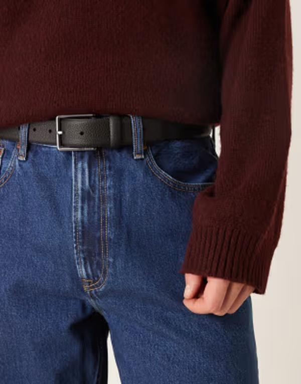 カルバンクライン メンズ 付属品 胴締め なめし革 デニム Calvin Klein Jeans pebble realeather belt with gunmetal buckle Black 黒いこと