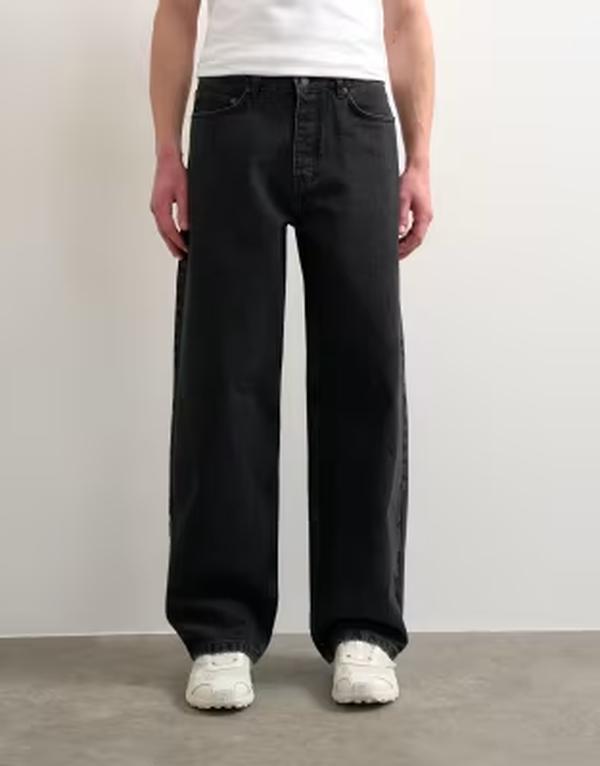 トップマン メンズ ボトムス デニムパンツ Topman rigid baggy jean in washed BLACK ブラック