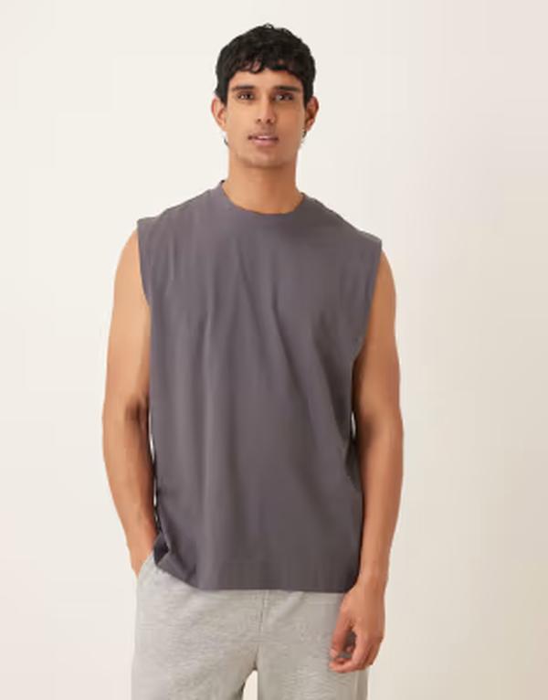エイソス メンズ トップス ベスト ASOS DESIGN Essentials oversized tank top in charcoal Asphalt チャコール