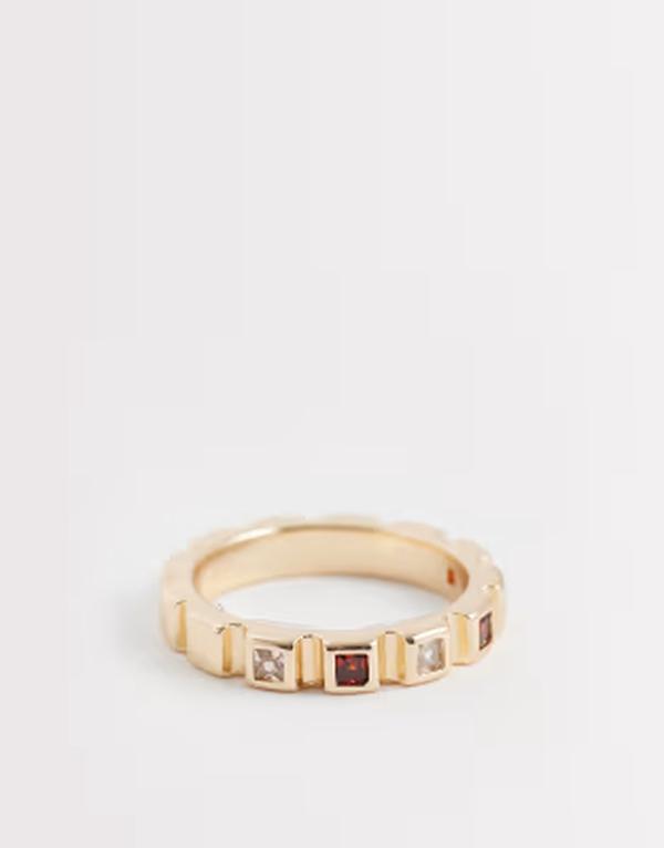 エイソス メンズ アクセサリー リング ASOS DESIGN square crystal band ringOLD ゴールド