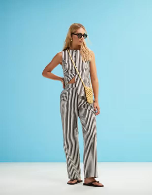 フォース&レックレス レディース ボトムス カジュアルパンツ ストレート 4th & Reckless tailored straight leg pantstripe - part of a set Stripe ストライプ｜ReVida 店